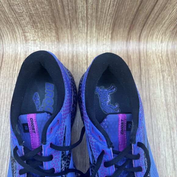 Brooks Ghost 14 Shoes Womens 11 B Purple Running Electric Cheetah sneakers READ - Picture 7 of 9